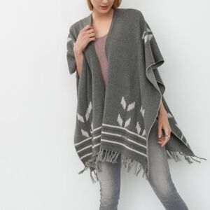 Roots Canada Maple Leaf Lake Wrap Shawl Open Front Poncho OS